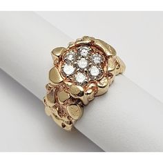 Beautiful 14K Karat Solid Yellow Gold  Designer Diamond Nugget Ring Condition : Pre-Owned Professionally Polished to look New Total Weight : 13.3 Grams Gold Color : Yellow Gold  Ring Includes 7 Round Cut Diamonds  Total Approximate Diamond Carat Weight : 0.98ct Ring Size : 6.25 Top of Ring Width : 15.6mm (Please See Pictures for more detail on the Sizes; they are by Millimeter) What you see in the pictures is what you will receive. Sherman Oaks, Gold Top, Fine Watches, Pawn Shop, Mens Accessories Jewelry, Diamond Carat, Yellow Gold Ring, Solid Yellow, Yellow Gold Rings