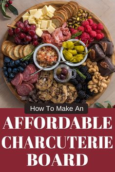 Affordable cheeseboard charcuterie with post title. Charcuterie Board Video, Charcuterie Board For Two, Easy Charcuterie Board, Easy Charcuterie, Make A Charcuterie Board, Healthy Appetizers Easy, Party Platter