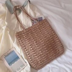 Elena Handbags Lightweight Straw Woven Square Tote Bag Cotton Purse, Cotton Handbag, Crochet Shoulder Bag, Classic Aesthetic, Cruise Outfits, Woven Tote Bag, Summer Bag, Beach Tote, Woven Bag