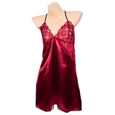 This mini-dress is sleeveless and V-neck. The pattern is solid, the material is nylon and the fit is true to size. Description: Color: Black/Red/Green Material: Nylon Red V-neck Slip Dress For Sleep, Red V-neck Summer Nightgown, Red Spaghetti Straps Nightgown For Wedding Night, Red V-neck Nightwear Dress, Sleeveless Chemise For Night Out, Red V-neck Nightgown For Summer, Red Sleeveless Sleepwear For Wedding Night, Red Spaghetti Strap Slip Dress For Night, Red Slip Dress With Spaghetti Straps For Night