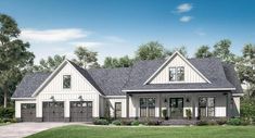 this is an artist's rendering of the country house plan for these ranch home plans