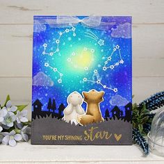 a card with two bears sitting next to each other and the words you're my shining star on it