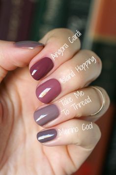 Essie Mauve Comparison : Merino Cool, Angora Cardi, Island Hopping & Take Me To Thread | Essie Envy Pedicure Gel, Mauve Nails, Easy Chic, Essie Nail Polish, Essie Nail, Nail Health, Fall Nail Colors