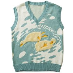 Autumn Sweaters Aesthetic, Sweaters Aesthetic, Autumn Sweaters, Duck Pattern, Aesthetic Preppy, Women Cartoon, Womens Sleeveless Tops, Estilo Preppy, Knitted Vest