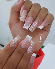 Nail Art Flowers Designs, French Manicure Nail Designs, Belle Nails, Bridal Nails Designs, Boho Nails, Super Cute Nails, Manicure Nail Designs