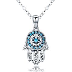 Adorable Sterling Silver Cubic Zircons Hamsa Chain Necklace Sterling Silver for Women Chain Length: up to 17.7" | 45 cm ( Adjustable ) Pendant Height: 0.76" | 19.4 mm Charm Width: 0.43" | 11 mm Material: Sterling Silver FAST Shipping from FL, USA Symbolic Star Of David Necklace For Gift, Symbolic Hypoallergenic Necklace With Round Pendant, Symbolic Personalized Heart Pendant Necklaces, Symbolic Personalized Heart Pendant Necklace, Adjustable Hypoallergenic Heart Pendant Necklace, Nickel-free Star Of David Jewelry Gift, Symbolic Necklace With Lobster Clasp And Round Pendant, Star Of David Charms Jewelry For Gift, Adjustable Symbolic Round Charm Necklaces