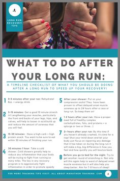 a flyer with the words what to do after your long run and two hands holding each other