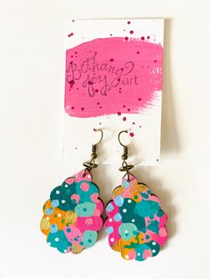 Colorful, Hand Painted Scallop Shape Earrings 15 – Bethany Joy Art Multicolor Hand Painted Earrings For Art Collection, Colorful Hand-painted Drop Earrings, Colorful Hand Painted Drop Earrings, Artsy Hand Painted Dangle Earrings, Playful Hand Painted Dangle Earrings, Playful Hand-painted Dangle Earrings, Playful Hand Painted Pink Earrings, Artsy Hand Painted Colorful Earrings, Artsy Colorful Earrings As Gift