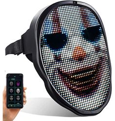 PRICES MAY VARY. [Upgraded Full Led Mask] This led mask for adults adopts Led full mask design with an adjustable strap and adopting high power,high light,long life 2074 lamp beads and 2121 RGB LED lamp beads,which has 45 dynamic display modes and 70 static display images to change the screen picture,You can also customize your favorite pictures and text, light and easy to wear,The light up masks Is a very coolest gift for cosplay,masquerade,birthday party,halloween,christmas,carnival,electronic Japanese Fox Mask, Mask Light, Japanese Fox, Electronic Music Festival, Led Face Mask, Face Change, Led Mask, Shining Light, Bar Games