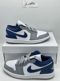 Air Jordan 1 Low  Stealth French Blue  Size 8  Style # DC0774-042 NEW WITH BOX Pics of shoes and box in images 100% Authentic J1 Low, Blue Air Jordan 1, Air Jordan 1 Women, Size 8 Style, Blue Air, Air Jordan 1 Low, Jordan 1 Low, French Blue, Air Jordan 1