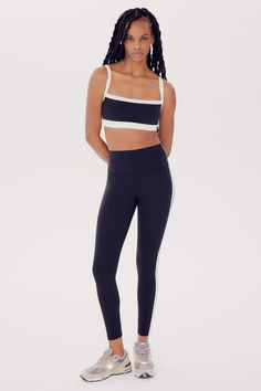 Clare High Waist Rigor 7/8 - Black/White Barre Pilates, Running Yoga, Retro Sport, Spin Class, Matching Leggings, Bold Stripes, High Waisted Leggings, Signature Style, Gym Workouts