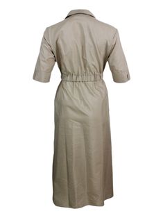 100% CottonComposition: 100co Chic Fitted Long Shirt Dress, Elegant Fitted Maxi Shirt Dress, Elegant Maxi Shirt Dress For Casual Occasions, Elegant Maxi Shirt Dress For Dress Down Occasions, Elegant Long Shirt Dress For Spring, Chic Formal Maxi Shirt Dress, Chic Maxi Length Shirt Dress For Formal Occasions, Elegant Beige Belted Maxi Dress, Elegant Maxi Shirt Dress For Work