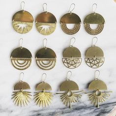 These brass earrings are surprisingly lightweight and hang beautifully. Cheap Brass Dangle Jewelry, Everyday Bronze Brass Earrings, Gold Brass Earrings With Brass Hardware, Matte Gold Brass Dangle Earrings, Matte Gold Brass Drop Earrings, Matte Gold Brass Earrings, Gold Bohemian Earrings For Everyday, Brass Earrings Handmade, Brass Jewellery Handmade