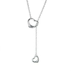 "Heart Lariat Necklace, Sterling Silver Lariat Necklace, Silver Heart Necklace For Women, Open Heart Necklace, Romantic Gift for Girlfriend Heart to heart necklace, available in 16 or 18 inches. Rhodium plated over .925 sterling silver necklace features with two adorable open hearts in lariat design. Metal Details Metal:.925 Sterling Silver Style: Lariat Finish: Rhodium plated sliver Chain: Rolo Chain length: 16 inches Clasp: Spring Ring Approx. Weight: 4.7 g Necklace dimensions: 1 mm wide x 16\ Elegant Heart-shaped Lariat Necklace For Anniversary, Heart Cut Adjustable Necklace For Valentine's Day, Elegant Lariat Heart Necklace Gift, Valentine's Day Heart Cut Adjustable Necklace, Heart Pendant Lariat Necklace For Valentine's Day, Elegant Heart Pendant Lariat Necklace For Valentine's Day, Open Heart Adjustable Heart Necklace For Valentine's Day, Valentine's Day Lariat Heart Necklace With Adjustable Chain, Heart-shaped Lariat Necklace With Clavicle Chain