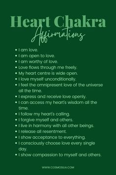 Heart Chakra Affirmations The Heart Chakra, Chakra Yoga