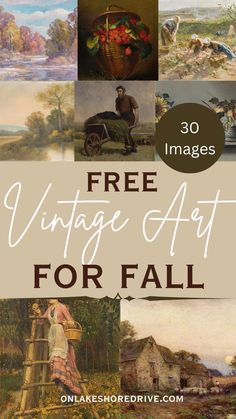 free vintage art for fall with the title overlaying it's photo collage