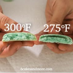 two hands holding small cookies with green frosting on them and the words 300 % off