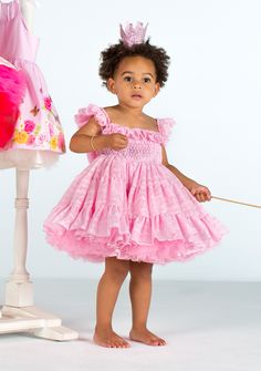 This beautiful Tutu Couture Petti Dress is beautiful and designed for your little princess to dance. The large bow at back gives it that extra special touch. Playful Pink Smocked Dress With Ruffles, Playful Pink Fitted Smocked Dress, Cute Ruffled Smocked Dress For Dress-up, Pink Smocked Dress With Ruffle Hem And Straps, Princess Style Twirl Dress With Ruffles For Dress-up, Princess Style Sleeveless Twirl Dress With Ruffles, Sleeveless Princess Twirl Dress With Ruffles, Tutu Couture, Princess Theme Party