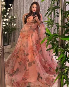 Peach Experience Timeless Elegance with Our Exclusive Floral Organza Frocks, Indian Long Dress, Fashion Infographic, Long Frock Designs, Love Birthday, Lehenga Designs Simple, Latest Bridal Dresses, Lehenga Wedding, Traditional Indian Dress