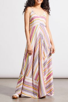 Turn heads effortlessly with each step in this sleeveless maxi dress, adorned with a captivating striped print and expertly crafted asymmetrically cut panels that enhance movement and dimension. Delight in the floor-grazing 52" length, crafted from a luxurious yarn-dye linen-blend fabric, ensuring a breezy and comfortable wear. Complete with a chic self-tie knot detail in the back, this dress exudes effortless elegance from every angle. Pop-over v-neck maxi dress Sleeveless 52" long Self-tie kno Sundance Clothing, Asymmetrical Maxi Dress, Party Punch, Denim Jacket With Dress, Dyed Linen, Sleeveless Maxi Dress, Sweaters Knitwear, Summer Cotton, Linen Dress