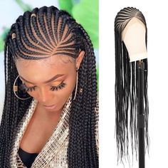 PRICES MAY VARY. [Super Large13x8" HD Lace Area] Do you want a perfect braids wig? Our 13x8" HD lace front braided wigs are sure to be suitable for you. The oversize 13x8" hd lace is extremely breathable and comfortable. The transparnet HD lace mimics the skin tone and texture of your scalp, allowing the lace cap to blend naturally with your scalp and making the trendy patterned design on top of your head look like you braided it yourself. This is the best box braid wig for you, get it quickly! Braided Lacefront Wig, Box Braids Wigs & Hair Extensions, Box Braid Lace Frontal Wig, Braided Wigs Hair So Fly, Braids Wigs & Hair Extensions, Knotless Box Braids Lace Wig, Braided Wigs Express Wig Braids Usa, Braided Up So, Braided Wigs For Kids