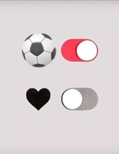 three different shapes of a soccer ball, heart, and eyeballs on a gray background