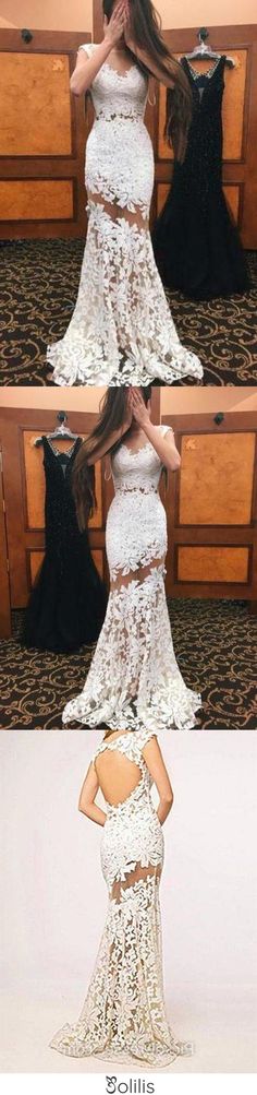 High Neck Cap Sleeves Lace Mermaid Sexy White Lace Open Back Beautiful Women Dresses JS843, This dress could be custom made, there are no extra cost to do custom size and color Side Split Prom Dress, White Lace Prom Dress, Split Prom Dresses, Lace Prom Dress, Beautiful Dresses For Women, Lace Mermaid, Prom Dresses Lace, Online Wedding Dress, Cheap Prom Dresses