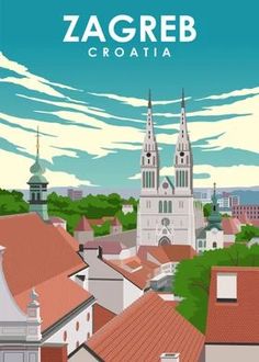 a cityscape with the name zagreb croatia on it