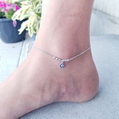 Sterling Silver Evil Eye CZ Anklet .Minimalist and Dainty Beaded Evil Eye Anklet Bracelet. Comes in Silver or Gold Plated on Sterling Silver. Chain Length: 9 inch + 1.5 inch extension. Elephant Anklet, Black Anklet, Initial Anklet, Infinity Anklet, Rose Gold Anklet, Star Anklet, Anklet Gold