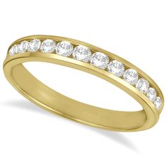 Channel-Set Diamond Anniversary Ring Band 14k Yellow Gold (0.50ct) Channel Set Diamond Ring, Diamond Ring Band, Diamond Anniversary Ring, Round Diamond Ring, Rose Gold Diamond Ring, Gold Anniversary, Contemporary Ring, Diamond Anniversary Rings, Diamond Anniversary