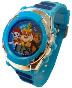 Flashing lights surround the Paw Patrol digital dial of Accutime's just-for-kids timepiece in blue silicone. Paw Patrol Stuff, Paw Patrol Water Bottle, Paw Patrol Design, Blue Digital Watch With Stopwatch And Round Dial, Paw Patrol Watch, Paw Patrol Notebook, Paw Patrol Aqua Pups, Flashing Lights, Marshall Islands