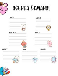 an animal themed agenda is shown in this printable planner for the child's room