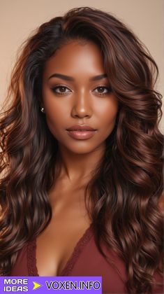 22 Fall Red Hair 2024: Discover Trendy Chestnut and Copper Styles! Highlight Ideas For Black Hair Dark Skin, Black Skin Hair Color Ideas, Hair Dye For Dark Skin, Dark Skin Hair Color Ideas, Hair Color For Dark Skin Tone, Fall Red Hair, Red Waves, Hair Color For Dark Skin, Light Ombre