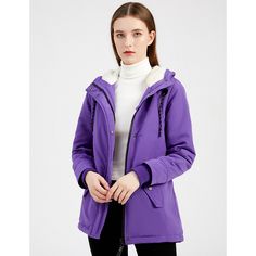 Purple Plush Warm Hooded Parka Coat Purple Hooded Cotton Outerwear, Hooded Purple Cotton Outerwear, Casual Purple Outerwear For Cold Weather, Purple Winter Hoodie For Outdoor, Hooded Solid Color Parka With Fleece Lining, Solid Color Hooded Parka With Fleece Lining, Hooded Parka With Fleece Lining, Winter Outdoor Purple Hoodie, Purple Winter Hoodie Outerwear