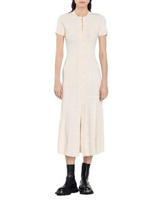 Find SANDRO Milo Button Front Midi Dress on Editorialist. Sandro Milo Button Front Midi Dress.Color:Ecru.Size:34 FR/2 US.Material:Shell: 53% viscose/45% polyamide/2% elastane.Dresses. Madeline White, White Knitted Dress, Sandro Dress, White Knit Dress, Knitted Dress, Fitted Silhouette, Black Midi Dress, Midi Length, Day Dresses