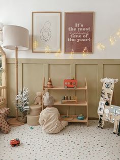 a child's room with toys and decor