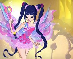 a cartoon character dressed as a fairy holding a wand