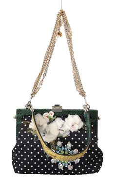 DOLCE & GABBANA Gorgeous brand new with tags, 100% Dolce & Gabbana Women Bag. Model: VANDA bag Style: Clutch party evening shoulder bag Color: Black and white polka dotted, multicolor lemons floral embroidery, silver and gold metal detailing Material: 25% Cotton, 5% PA, 20% Silk, 25% VI, 10% Cr Handle: Detachable shoulder chain, python skin handle Black brocade inner lining Logo details Made in Italy Measurements: 25cm x 20cm x 10cm Strap: 2 strap, one 60cm and one 70cm Cotton Handbag, Python Skin, Bucket Handbags, Shoulder Chain, Women Bag, Women Perfume, Womens Purses, Luxury Accessories, Dolce & Gabbana