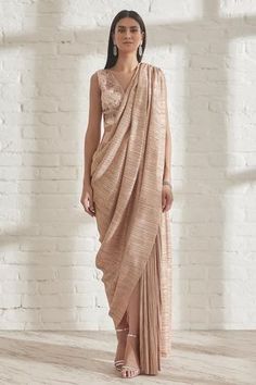 Drape Sarees, Desi Fits, Pink Metallic, Indian Fashion Designers, Embellished Top