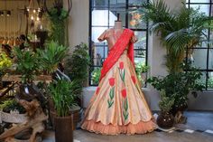 Of Floral Embroideries & Greenery All Around... We Went Shopping At This Unique New Bridal Store in Delhi! | WedMeGood Gaghra Designs, Saree Combination, Gorgeous Lehengas, Boutique Interiors, Lehenga Design, Blouse Designs Catalogue