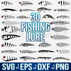 30 fishing lure svg files for eps, dxf and png formats