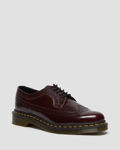 VEGAN 3989 BROGUE SHOES | Dr. Martens Cherry Red Dr Martens, Red Dr Martens, Shoes Dr Martens, Doc Marten, Brogue Shoes, Vegan Shoes, Goodyear Welt, Cherry Red, Work Boots