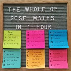 the whole of gcse maths in 1 hour written on post it notes