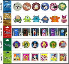 an image of different cartoon characters on postage stamps for children's artwork and crafts