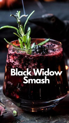 Black Widow Smash Black Widow Drink Cocktail Recipes, Black Widow Cocktail Recipe, Black Widow Drink, Halloween Specialty Drinks, Blackberry Fall Cocktail, Blackberry Rosemary Cocktail, Spooky Bourbon Cocktails, Blackberry Halloween Cocktail, Black Cherry Cocktail Recipes