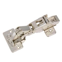 a close up view of an open cabinet door hinge with the latch on it