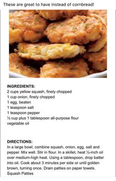 the recipe for chicken patties is shown in this brochure, with information about how to make them