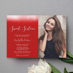 a red and white graduation card with the words sweet star on it next to a flower