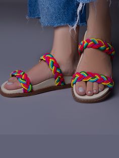 Bege  Collar     Embellished Adjustable Multicolor Non-slip Sandals, Summer Multicolor Open Toe T-strap Sandals, Multicolor Slip-on Sandals With Textured Footbed, Casual Multicolor Flat-heeled Flip Flops, Adjustable Non-slip Multicolor Flip Flops, Womens Sandals Flat, Womens Flats, Flat Sandals