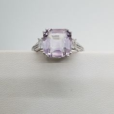 Stunning Asscher Cut Pink Amethyst And White Topaz Ring. Size 8. **Final Markdown** Asscher Cut, Ring Color, 925 Silver Ring, Pink Amethyst, Topaz Ring, White Topaz, 925 Silver Rings, Womens Jewelry Rings, Silver Ring